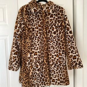 Leopard Print Teddy Jacket in Brown
